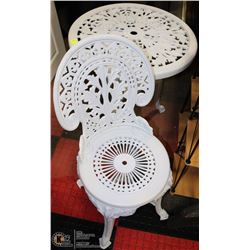 HEAVY PLASTIC PATIO TABLE AND CHAIR