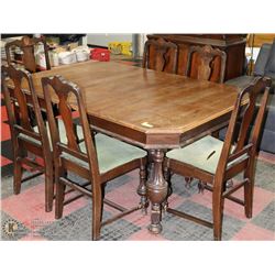 ANTIQUE DINING ROOM SUITE INCL TABLE, HUTCH & 6