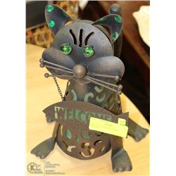 METAL CAT GARDEN DECOR HOLDING