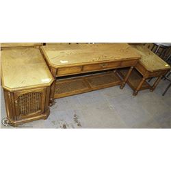 SOLID WOOD TWO SIDE TABLES (1 W/CABINET,