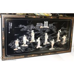 ASIAN THEMED MOTHER OF PEARL INLAYED FRAMED