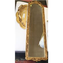 FRAMED CARVED STYLE MIRROR WITH WALL SHELF