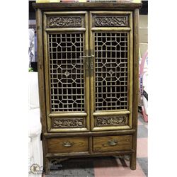 1940'S WOOD HAND CARVED ARMOIRE