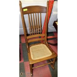 WOOD AND WICKER ROCKING CHAIR