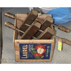 ANTIQUE WOOD HAND SCREW CLAMP VICES CARPENTER