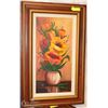 Image 1 : WOOD FRAMED FLORAL CANVAS PAINTING