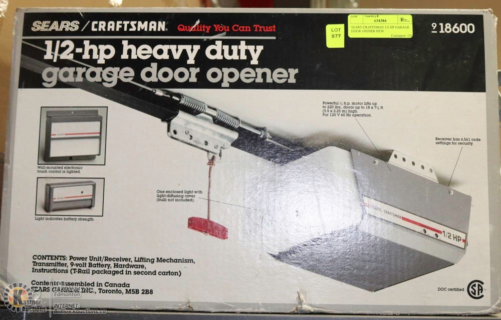 SEARS CRAFTSMAN 1/2 HP GARAGE DOOR OPENER NEW