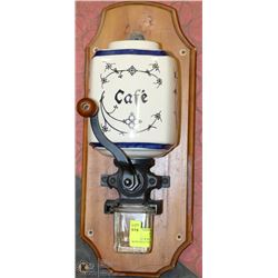 VINTAGE WALL COFFEE GRINDER WITH DELFT PATTERN