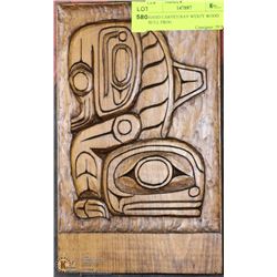 HAND CARVED RAY WESLEY WOOD BULL FROG