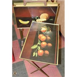 VINTAGE TV TRAY SET WITH ROLLING STAND