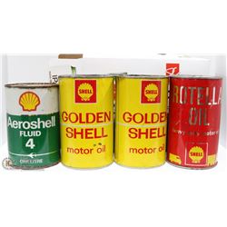 4 VINTAGE OIL CANS