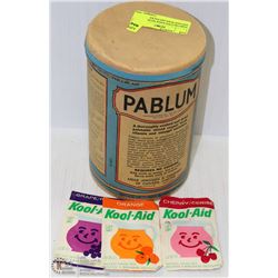 PABLUM CONTAINER WITH VINTAGE KOOLAID PACKS