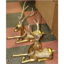 PAIR OF LARGE BRASS REINDEER