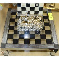 METAL AND GLASS CHESS SET