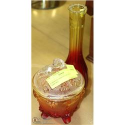 CARNIVAL GASS SUGAR BOWL AND VASE SET