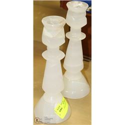 PAIR OF ONYX CANDLE STICKS