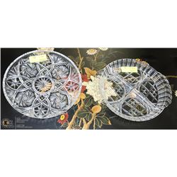PAIR OF CUT GLASS SERVING TRAYS