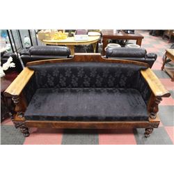 EARLY 1800S MAHOGANY SOFA W/ SHOWWOOD CREST RAIL,