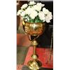 Image 1 : BRASS PLANTER WITH ARTIFICIAL FLOWERS