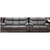 Image 1 : NEW GENUINE GREY LEATHER RECLINING LOVE SEAT AND