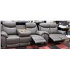 Image 2 : NEW GENUINE GREY LEATHER RECLINING LOVE SEAT AND