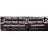 Image 1 : NEW BROWN LEATHERETTE RECLINING SOFA AND LOVE SEAT