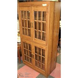 GLASS AND WOOD TONE CABINET