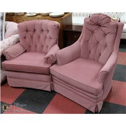 PAIR OF VINTAGE DUSTY ROSE ROCKING CHAIRS