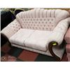 Image 1 : VINTAGE PINK WOOD TRIM LOVE SEAT