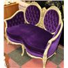 Image 1 : CARVED STYLE PURPLE FABRIC LOVE SEAT