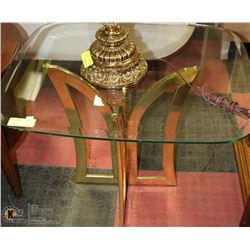 BRASS AND GLASS END TABLE