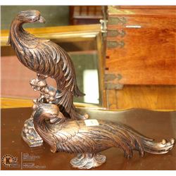 PAIR OF BRONZE TONE BIRD ORNAMENTS
