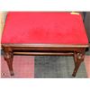 Image 1 : WOOD AND RED FABRIC PIANO BENCH