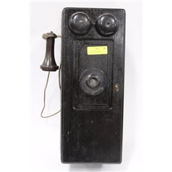 ANTIQUE WALL PHONE W/ INTERNALS BUT MISSING CRANK