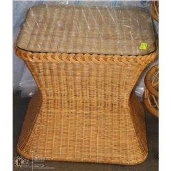 WICKER GLASSTOP END TABLE
