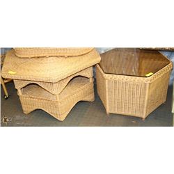 WICKER COFFEE TABLE AND END TABLE SET