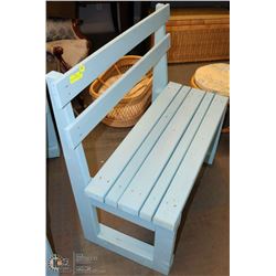 COLORED WOOD BENCH BLUE 38"X19"