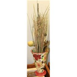 PAINTED VASE WITH CONTENTS