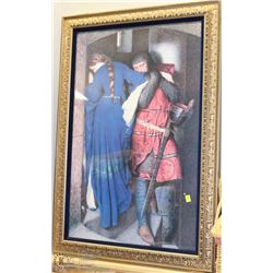 MEDIEVAL STYLE FRAMED PRINT W/ VELVET MAT