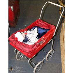1950S METAL BABY CARRIAGE W/ DOLL