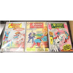 THREE SILVER AGE ACTION COMICS WITH SUPERMAN