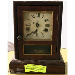 SMALL ANTIQUE WOOD MANTEL CLOCK FOR REPAIR