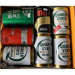 LOT OF 7 VINTAGE OIL CANS ASSORTED