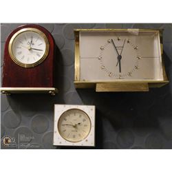 LOT OF 3 SMALL ALARM CLOCKS INCL BULOVA
