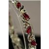 Image 2 : Beautiful Sterling Silver Lab Ruby & White Topaz Bracelet. (9B)