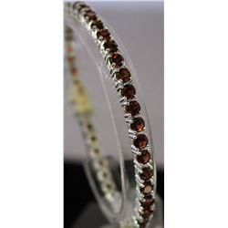 Stunning Sterling Silver Lab Orange Red Sapphire Bracelet. (20B)