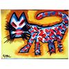 Image 1 : Karel Appel Oil on Paper - The Cat