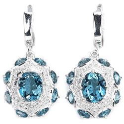 Natural London Blue Topaz Earrings