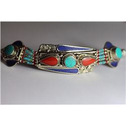 Tibet Hand Made Turquoise Lapiz Lazuli & Coral Bracelet
