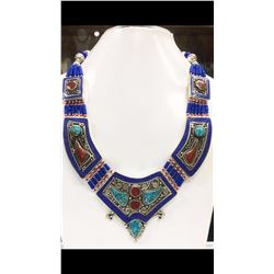 Tibet Hand Made Turquoise, Coral, Lapis Lazuli Necklace